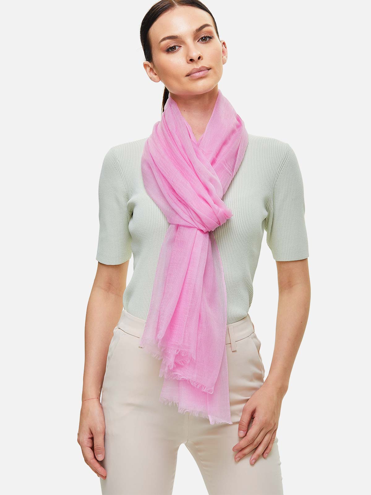 Featherlight Pink Cashmere Scarf