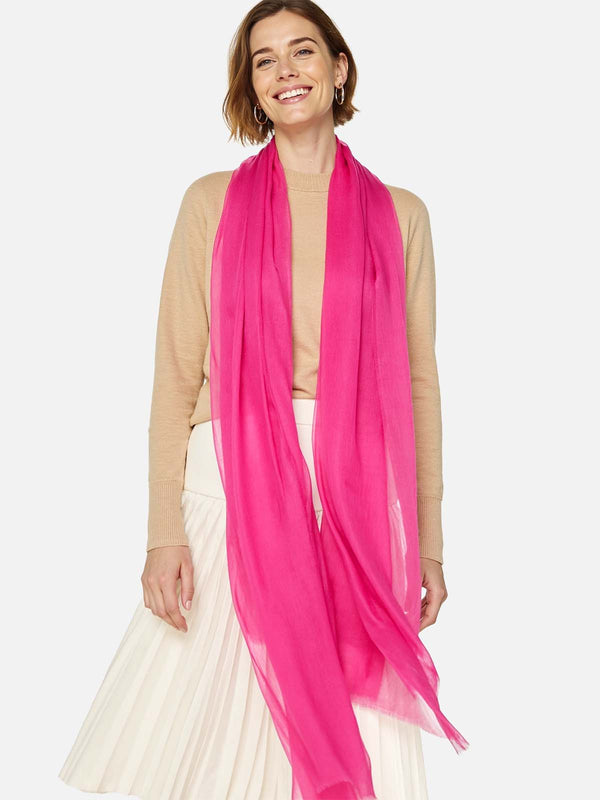 100 Cashmere Scarf Featherlight Fuchsia Ovcio